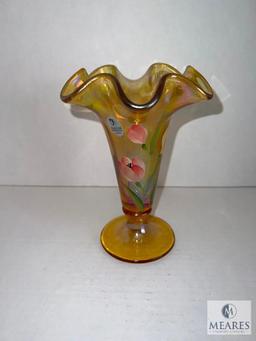 Fenton 5983 A9 Artist Signed Golden Tulips Autumn Gold Vase - 7-inch