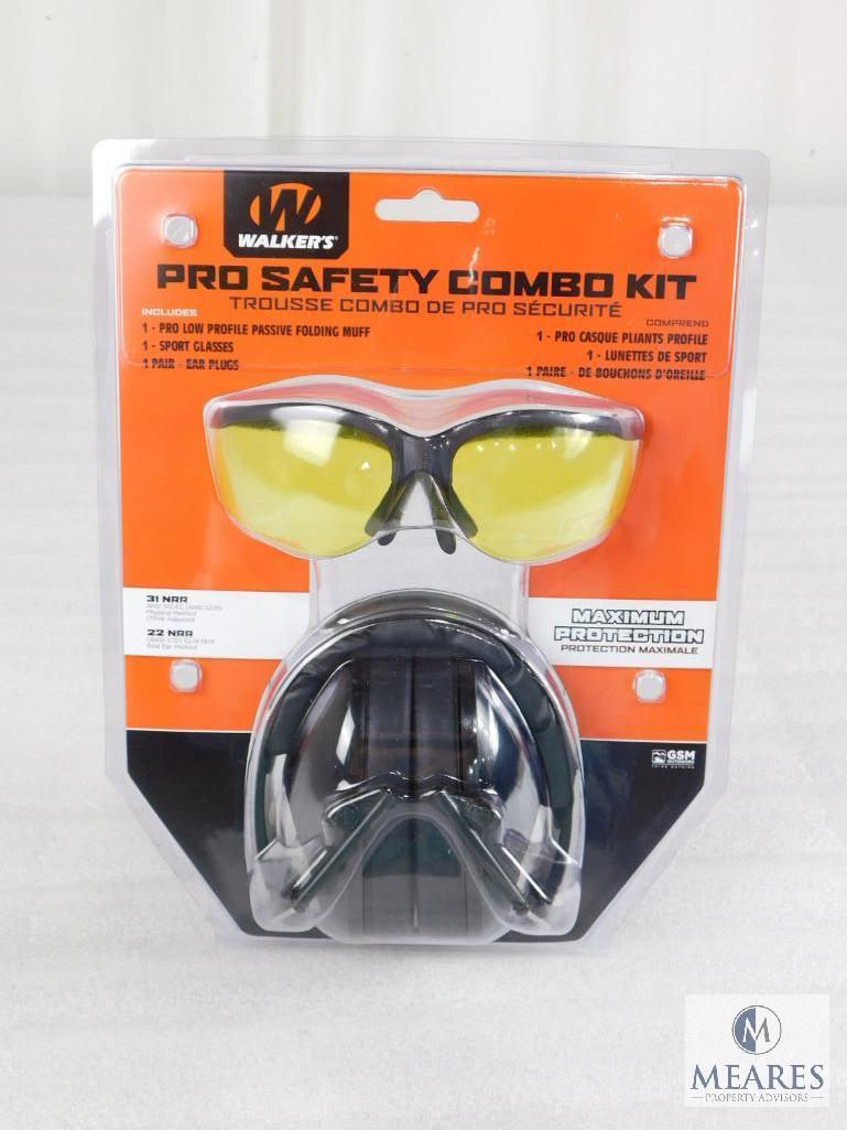 Walkers Pro Ear Muff Hearing Protection and Shooting Glasses Combo