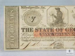 PCGS Graded 63 $5 Note - Cr. 5 State of Georgia, Milledgeville, GA