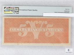 PMG Graded 55 $5 Remainder Note - 1859 Farmers Bank of Kentucky - Kentucky, Frankfort