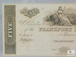 PCGS Graded 58PPQ $5 Obsolete Banknote - Frankfort Bank