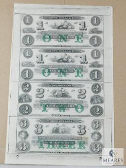 The New England Commerce Bank - Rhode Island $1, $2 and $3 Uncut Specimen Sheet