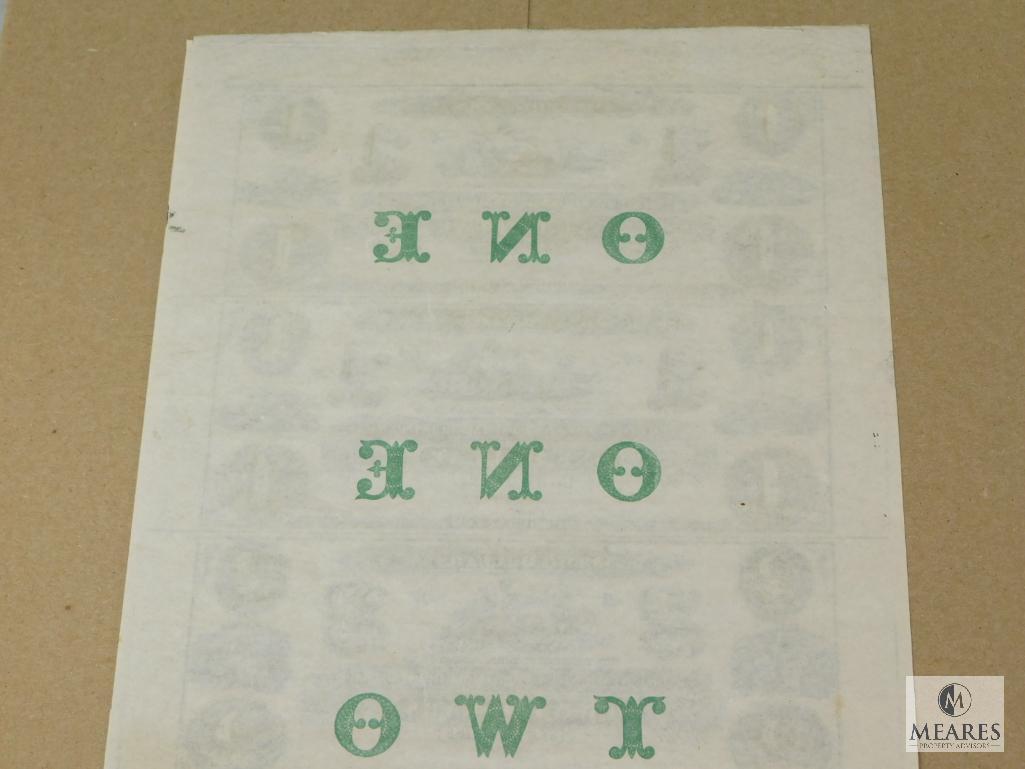 The New England Commerce Bank - Rhode Island $1, $2 and $3 Uncut Specimen Sheet