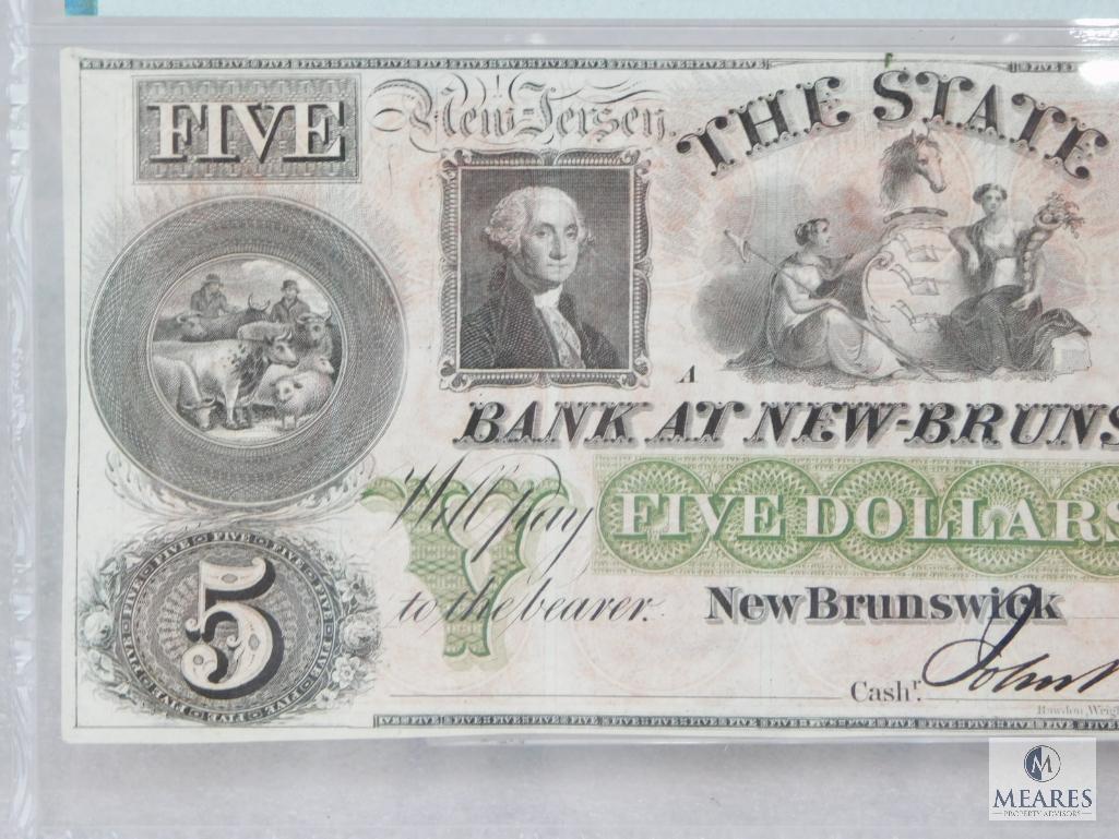 PMG Graded 64 EPQ $5 Remainder Note - State Bank at New Brunswick - New Jersey, New Brunswick