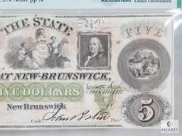 PMG Graded 64 EPQ $5 Remainder Note - State Bank at New Brunswick - New Jersey, New Brunswick