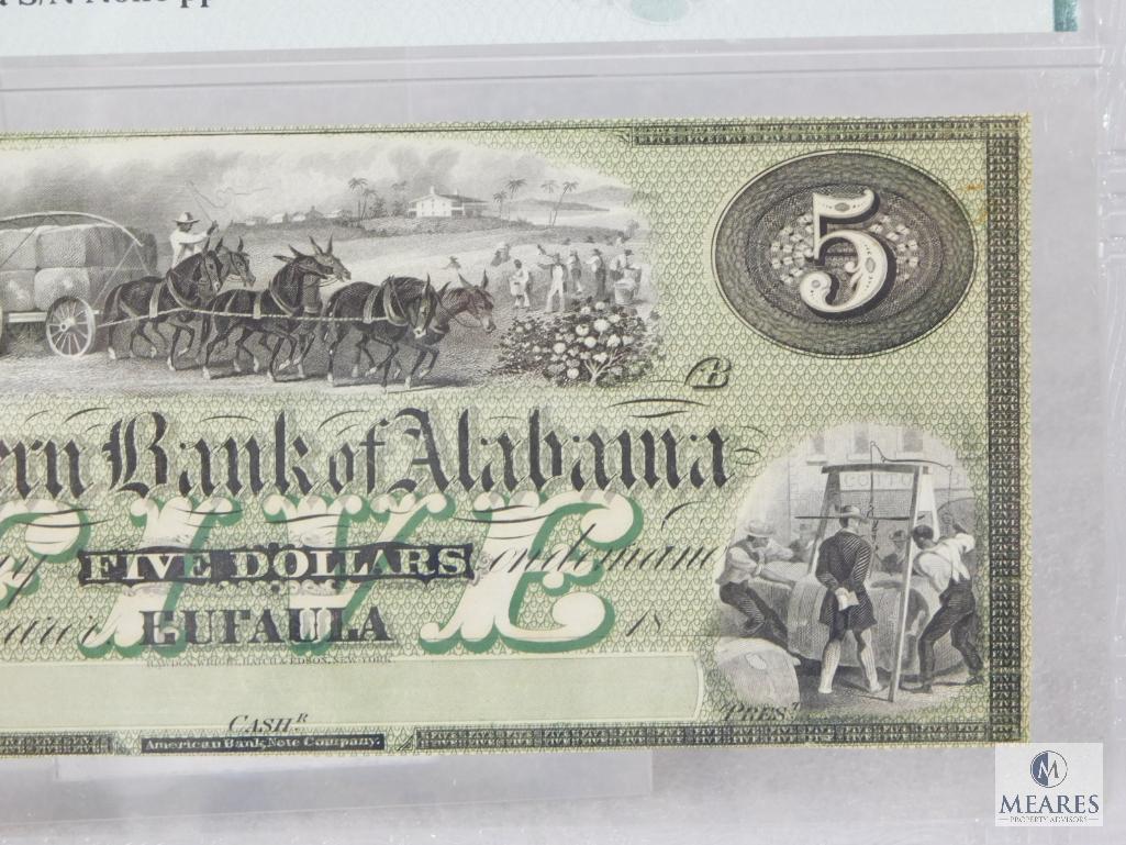 PMG Graded 45 EPQ $5 Remainder - 1858 Eastern Bank of Alabama - Alabama, Eufaula