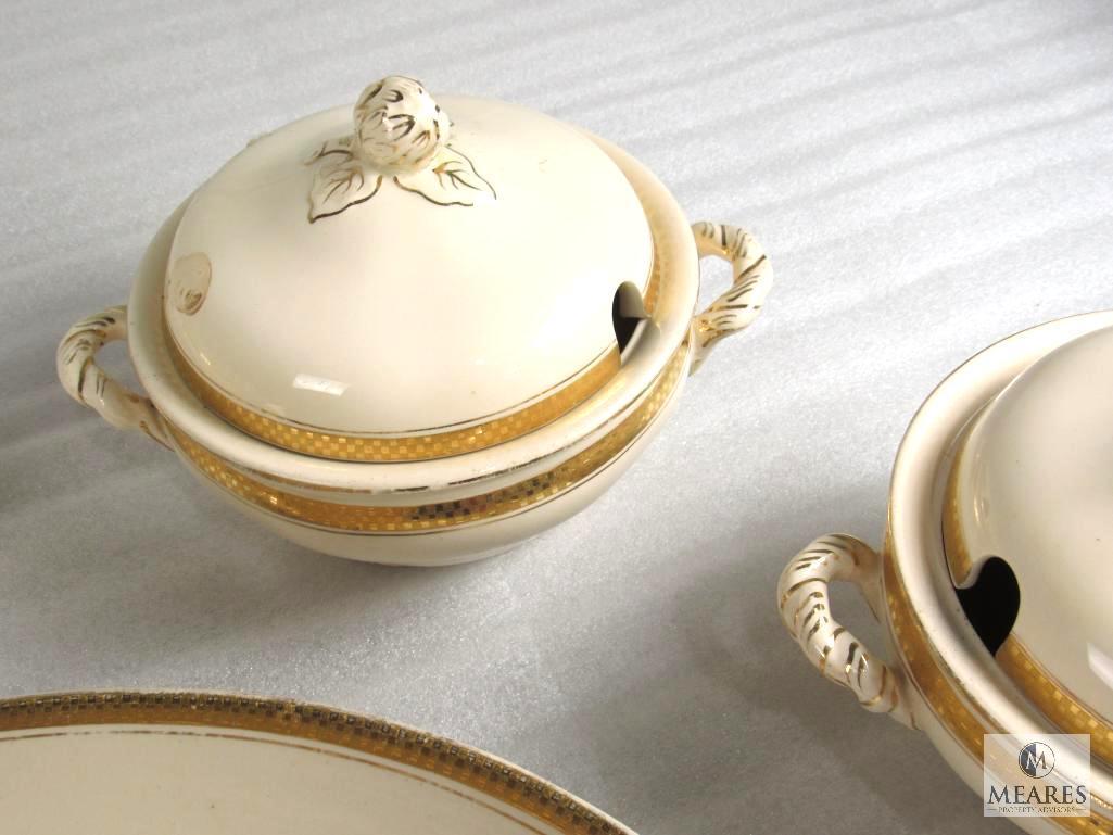 Approximately 30 Pieces Royal Ivory John Maddock & Sons China Set