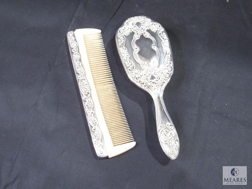 Lot of Assorted Vintage Vanity Grooming Items Includes Some Jade Handles