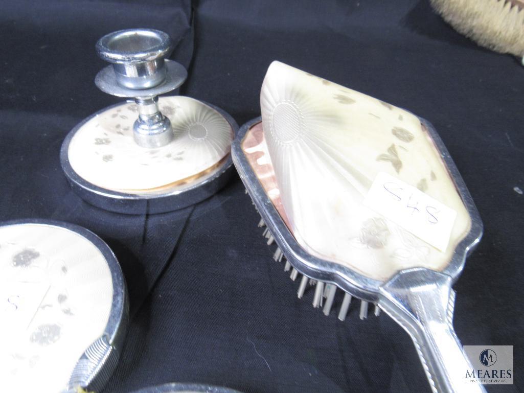 Lot of Assorted Vintage Vanity Grooming Items Includes Some Jade Handles