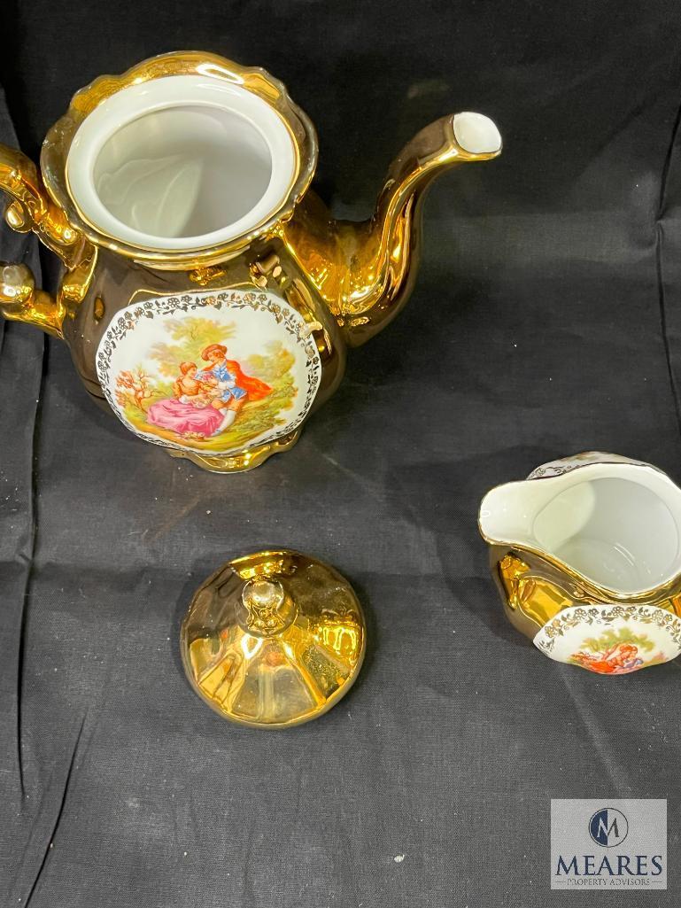 Nine Piece Bavaria Savaria Victorian Gold Tone Pattern Tea Set