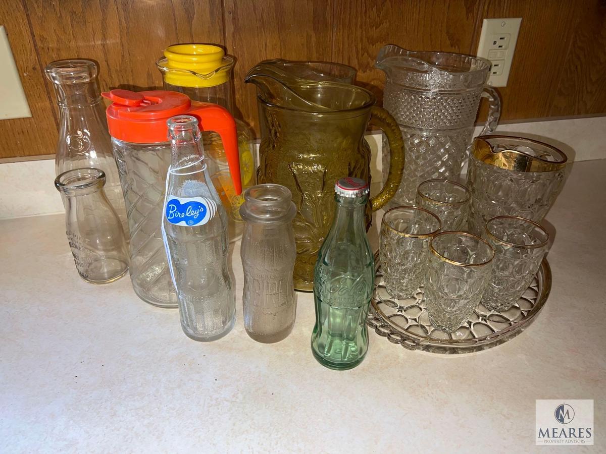 Lot of Vintage Glassware, Bottles and Pitchers