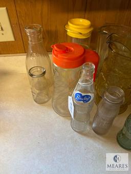 Lot of Vintage Glassware, Bottles and Pitchers