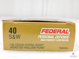 Federal 40 S&W 135 Gr Hydra-Shok JHP 20 Round Box
