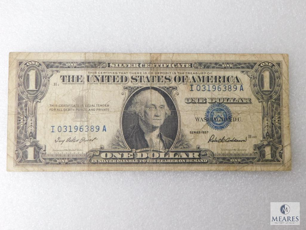 Two - $1.00 Silver Certificates 1957 (#'s Too High) & 1957-B (#'s Too Low)