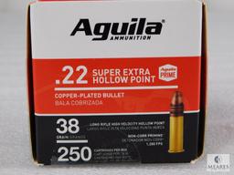 Aguila .22LR Ammo .38 Gr. Copper Plated Hollow Point. 250 Round Box