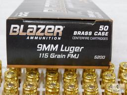 CCI Blazer 9mm 115 Grain FMJ Ammo box of 50 Rounds