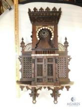Ornate Dark Wood Wall Temple Altar with Inlaid Design by Old Times Furnishing Co.