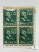 # 825 - 1938 20c Garfield, Green, Set of Four Stamps