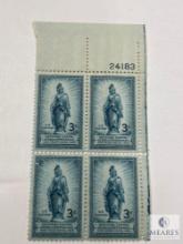 # 989 - 1950 3¢ Statue of Freedom on Capitol Dome Plate Block of Four
