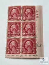 # 634 - 1926-28 2¢ Washington, Carmine Plate Block of Six