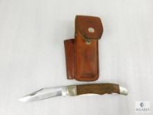 Folding Hunter Knife. Chicago Cutlery P19, Includes Leather Sheath