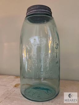 Vintage 9" Blue Mason Jar