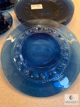 Tiara Crystal Imperial Blue King's Crown Dishes