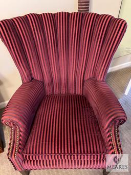 Professionally Reupholstered Wingback Armchair with Fabric Roll