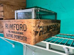 Rumford Baking Powder Crate and Small Aquarium/Terrarium