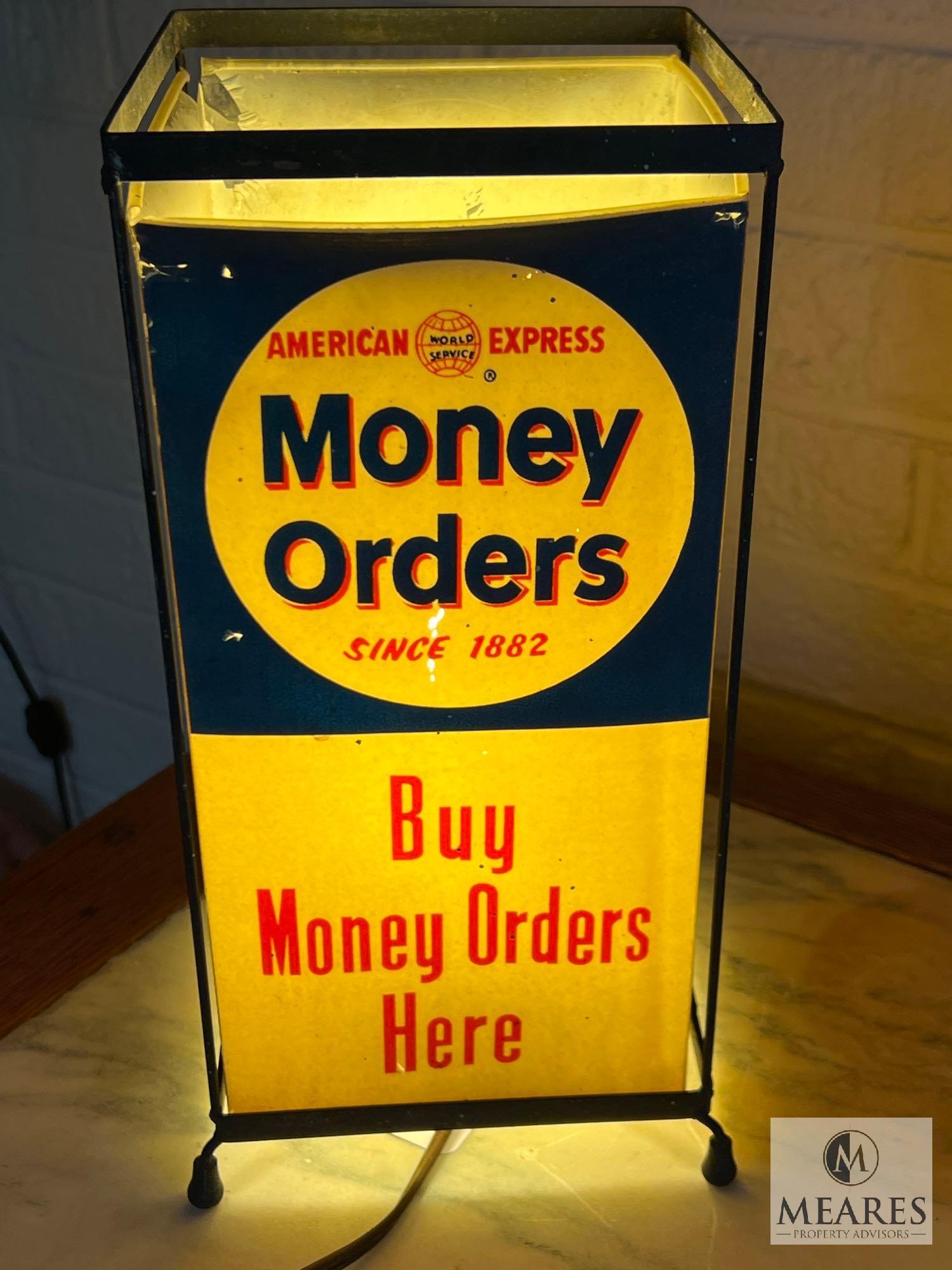 Vintage Tabletop American Express Money Order Advertising Lamp