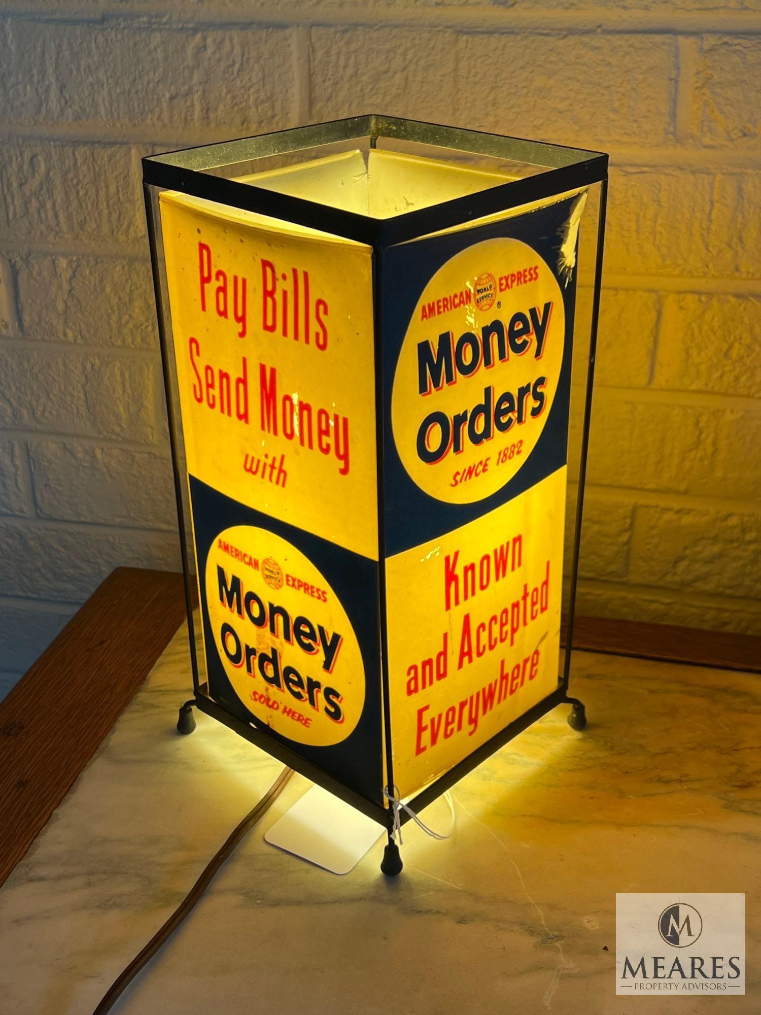 Vintage Tabletop American Express Money Order Advertising Lamp