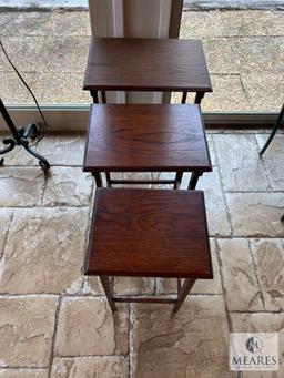 Vintage Nesting Tables with Foil Covered Storage Box