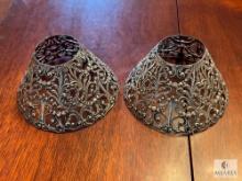 Small Delicate Pair of Sterling Silver Filigree Lampshades