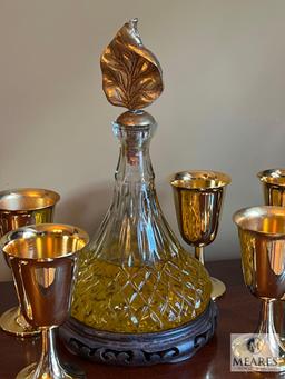 Beautiful Decorative Glass Decanter with Eight Goblets