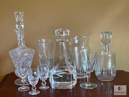 Mixed Lot of Beautiful Clear Glass Decanters and Glasses