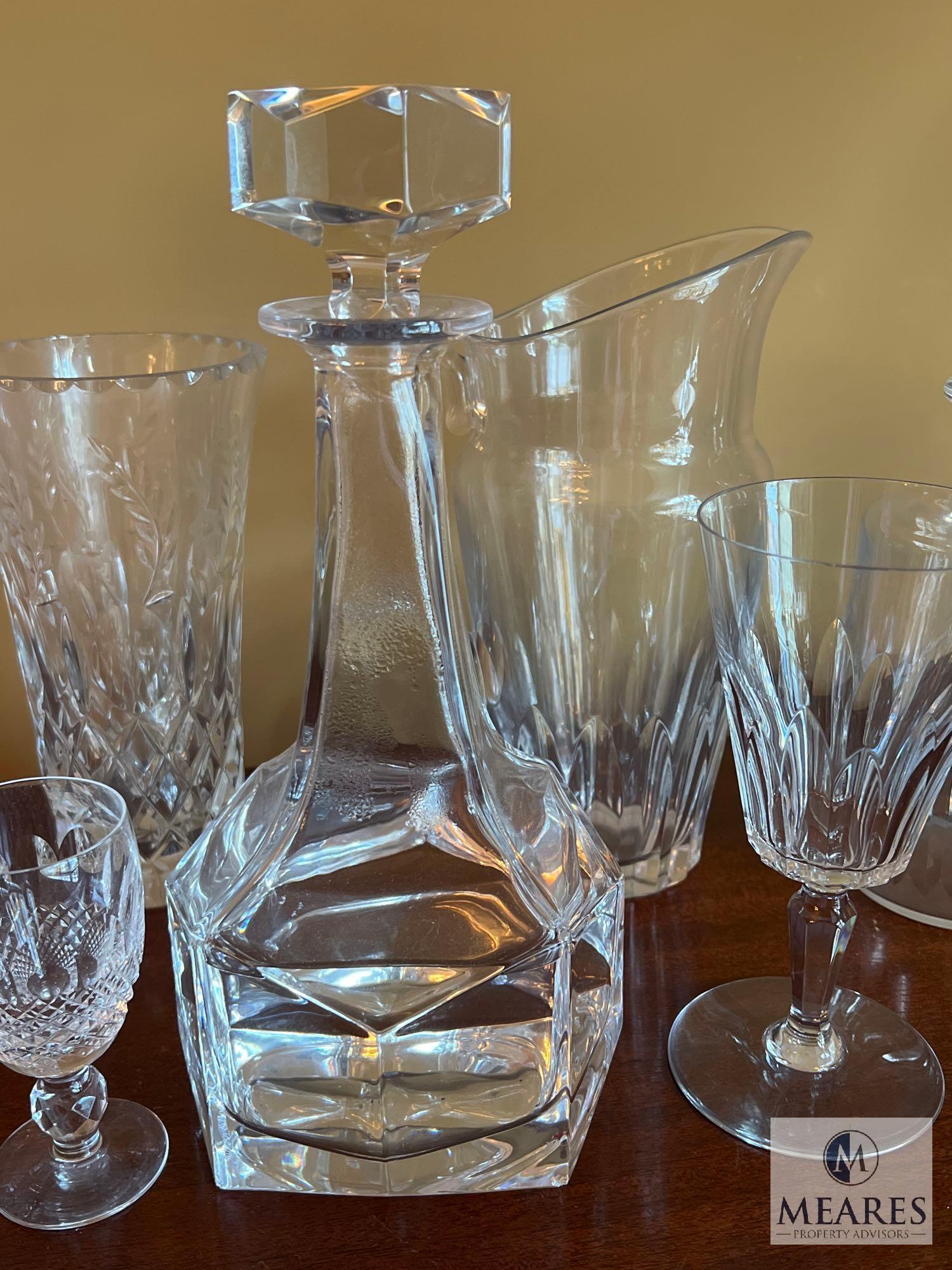 Mixed Lot of Beautiful Clear Glass Decanters and Glasses