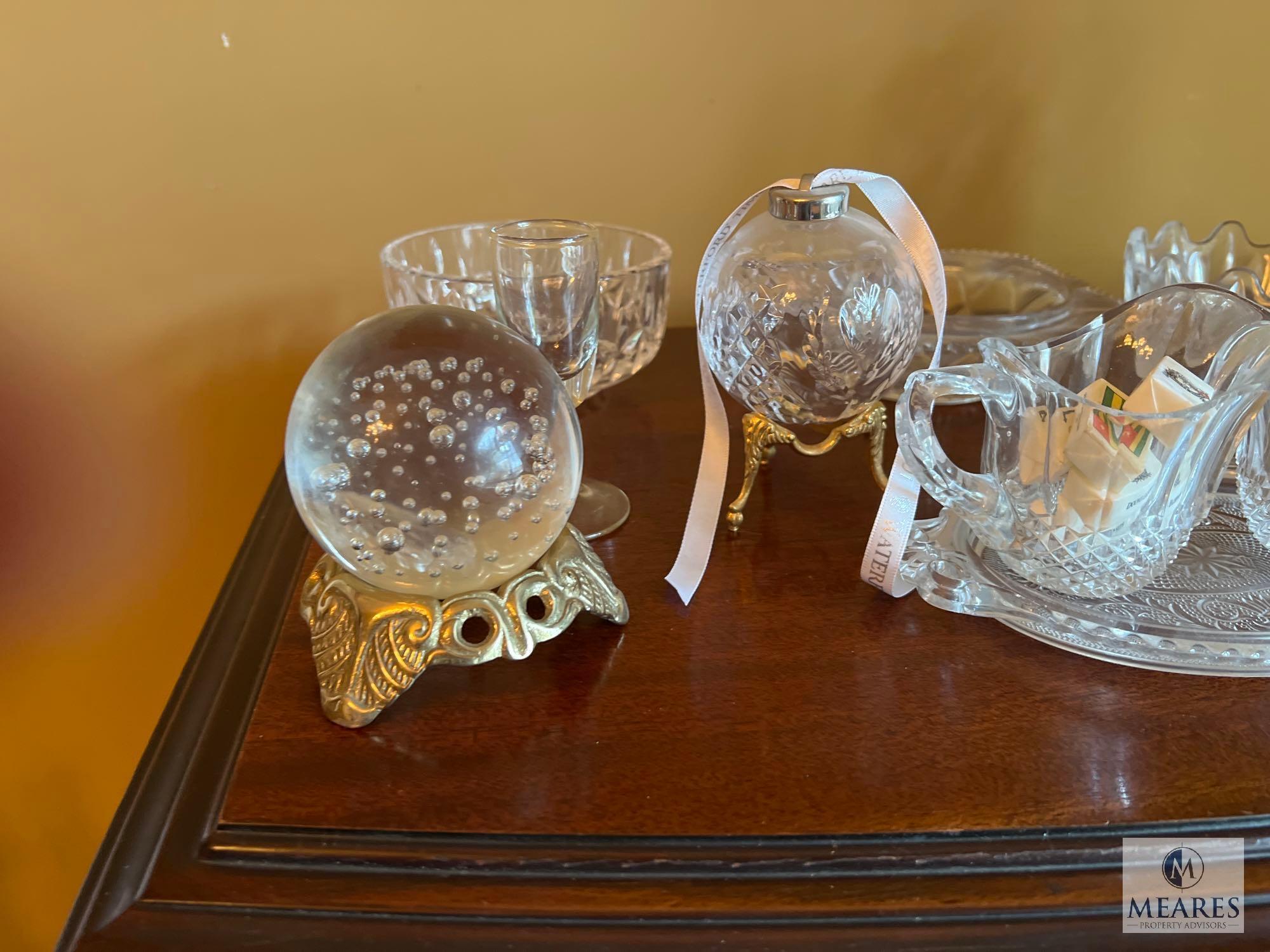 Glass Lot with Pitcher, Stem Glasses, Cream and Sugar