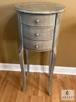 Gray Round Three Drawer Side Table - 29 x 13