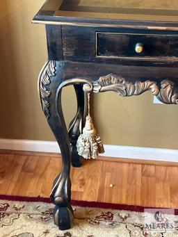 Two-Drawer Console Table with Carved Cabriole Legs