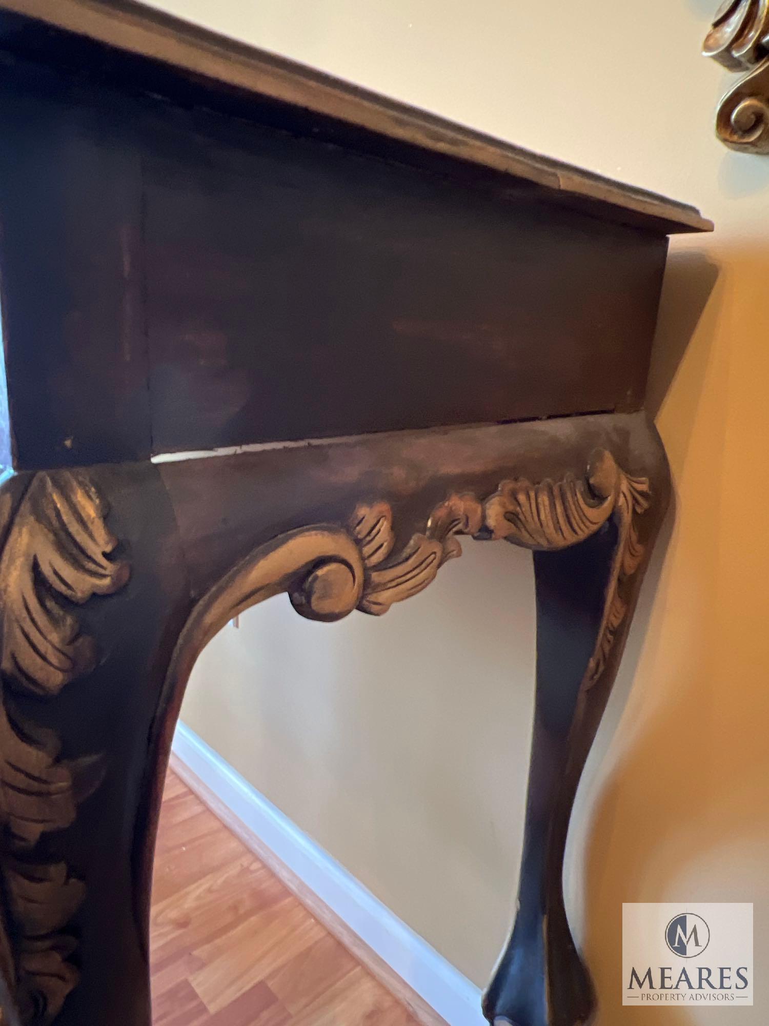 Two-Drawer Console Table with Carved Cabriole Legs
