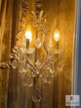 Plug-in Brass and Glass Chandelier