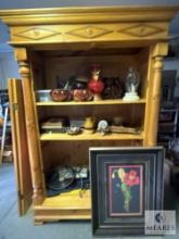 Armoire and Contents - Decorative Vases, Trays, Lamp