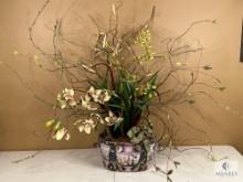 Ceramic Planter with Artificial Flowers, 35" T
