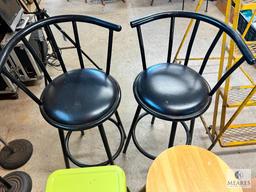 Two Barstools, Metal Stool and Wooden Stool