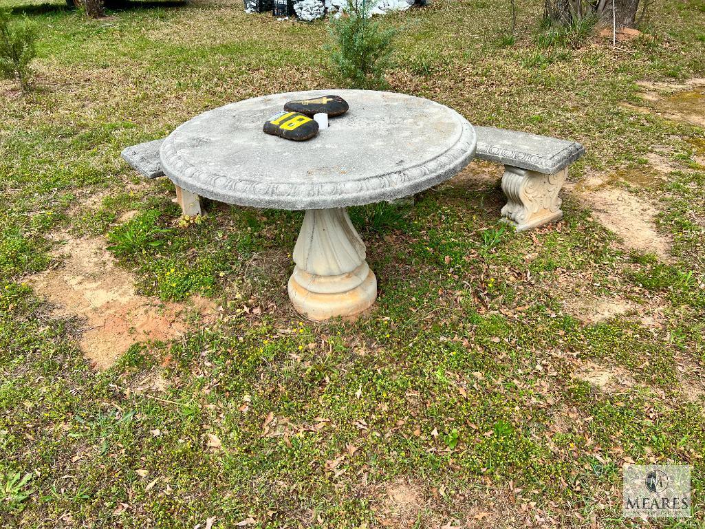 Vintage Concrete Table and Two Benches