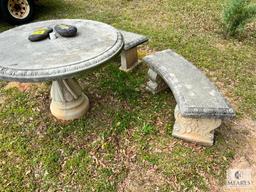 Vintage Concrete Table and Two Benches