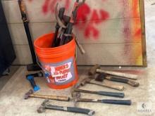 Bucket of Hammers, Hatchet and Nail Pullers
