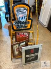 Vintage Beer Advertising Signs - Miller Lite, Michelob Light, Coors Cutter and Miller High Life