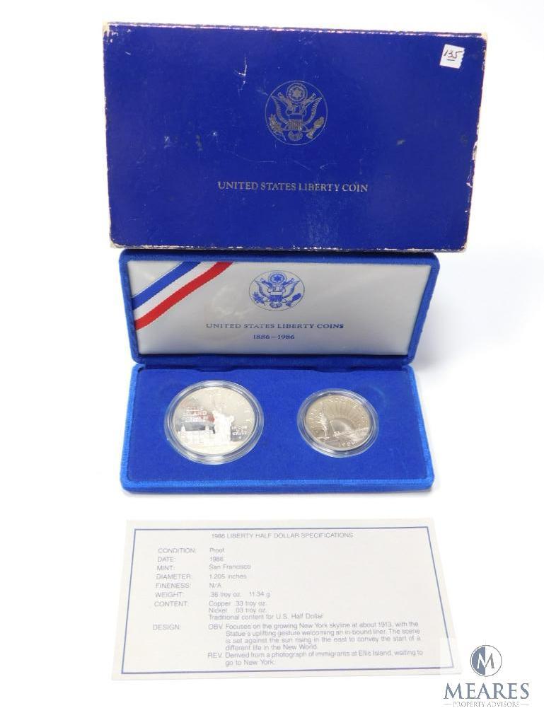 1986 Proof Two Coin Set, Silver Dollar & Half Dollar