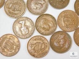 50 British 1/2 Pennies 1940's To 1960's